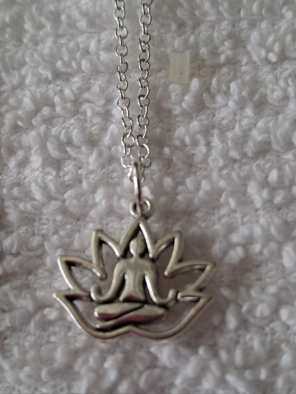 Silver Lotus Yoga Pendant With 18" Necklace